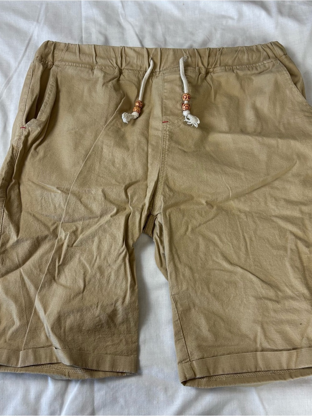 Men’s Drawstring Bermuda Shorts in Tan